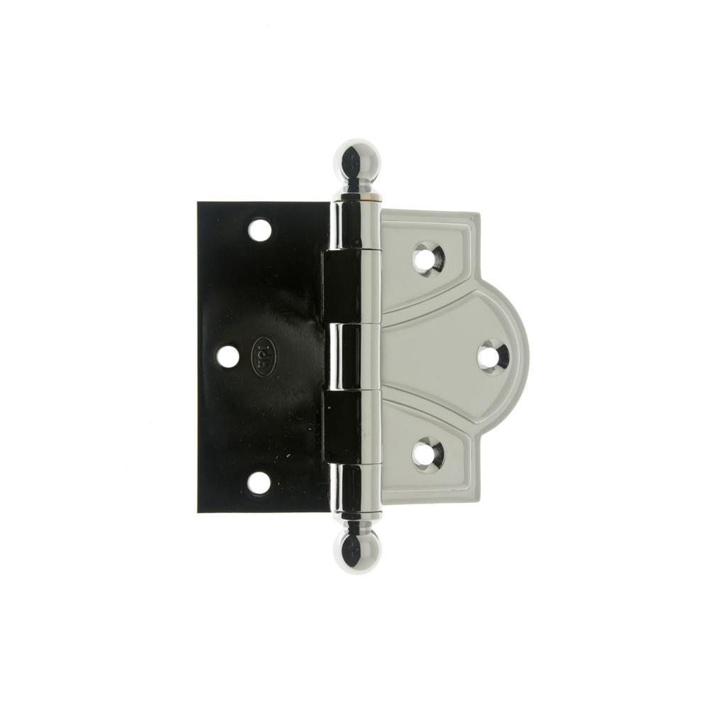 Idh Solid Brass 3-1/2'' X 4-3/8'' Combo Mortise/Surface Offset Hinge Ball Finials (Pair) Polished Chrome-J