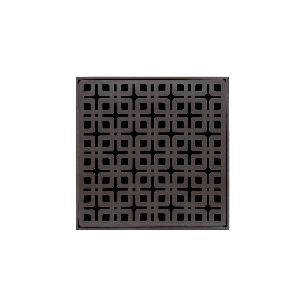 Infinity Drain 5'' x 5'' KD 5 High Flow Complete Kit with Link Pattern Decorative Plate in Oil Rubbed Bronze with PVC Drain Body, 3'' Outlet