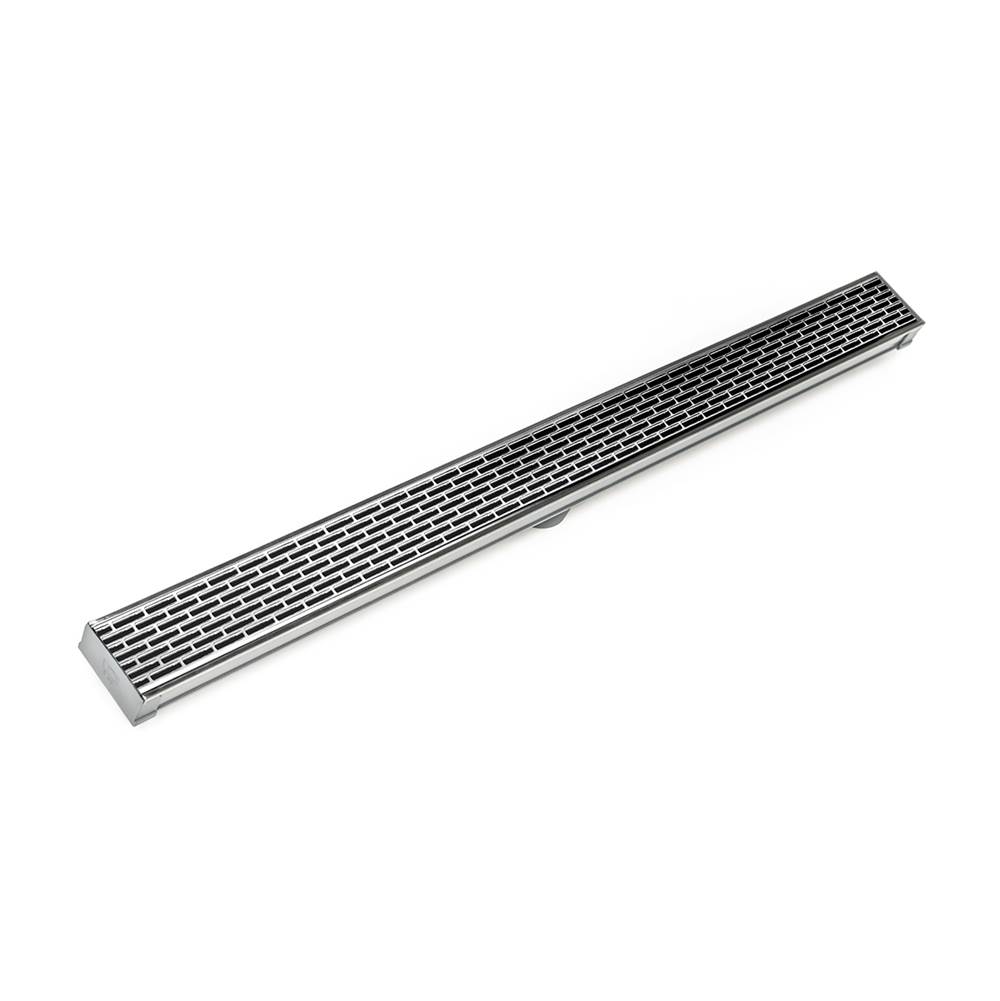 Infinity Drain 96'' S-PVC Series Low Profile Complete Kit with 2 1/2'' Perforated Offset Slot Grate in Polished Stainless