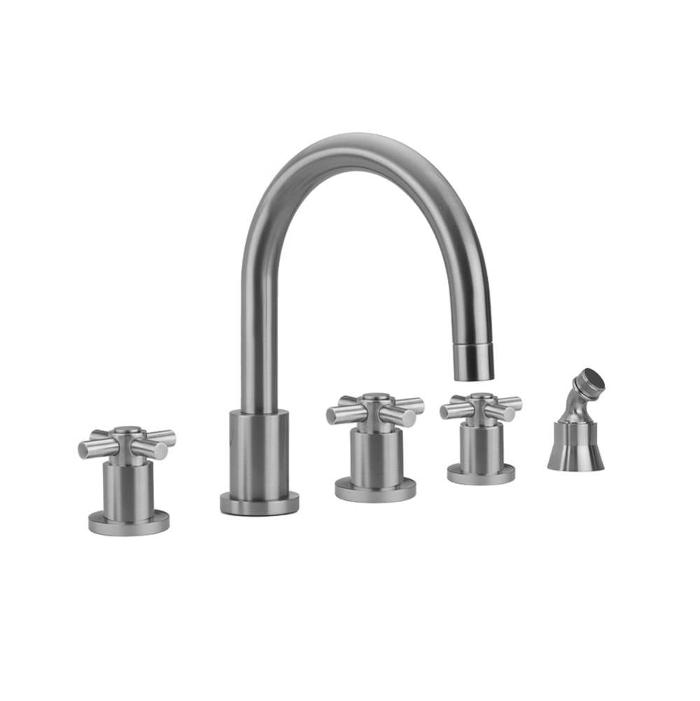 Jaclo Contempo Roman Tub Set with Contempo High Cross Handles and Angled Handshower