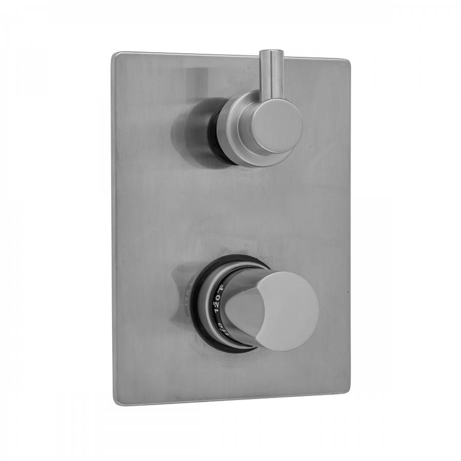 Jaclo Rectangle Plate with Thumb Thermostatic Valve with Contempo Short Peg Lever Built-in 2-Way Or 3-Way Diverter/Volume Controls (J-TH34-686 / J-TH34-687 / J-TH34-688 / J-TH34-689)