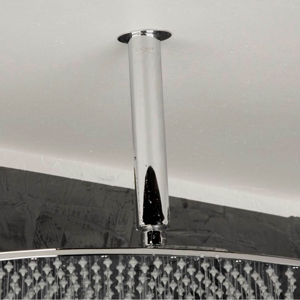 Lacava Ceiling-mount oval shower arm with flange.
