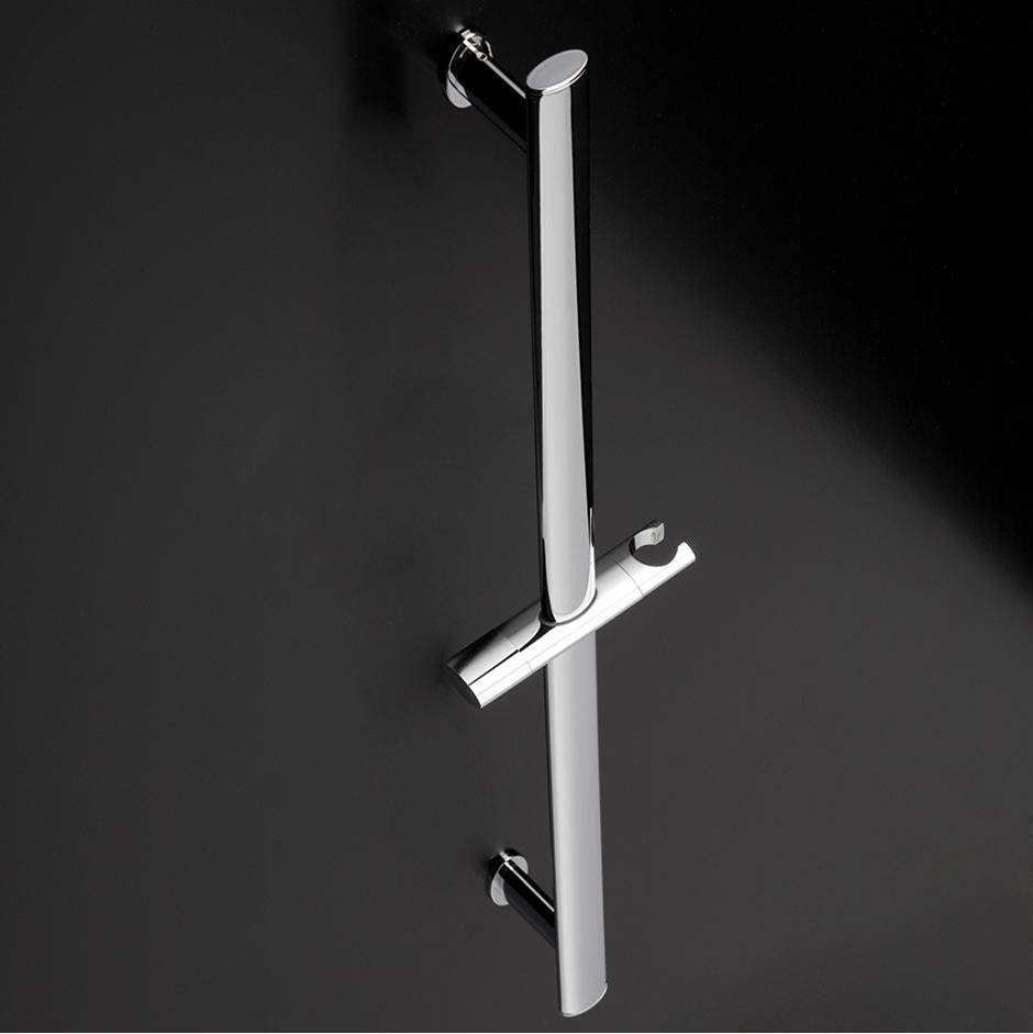 Lacava Wall-mount oval rail with hook for hand-held shower head.