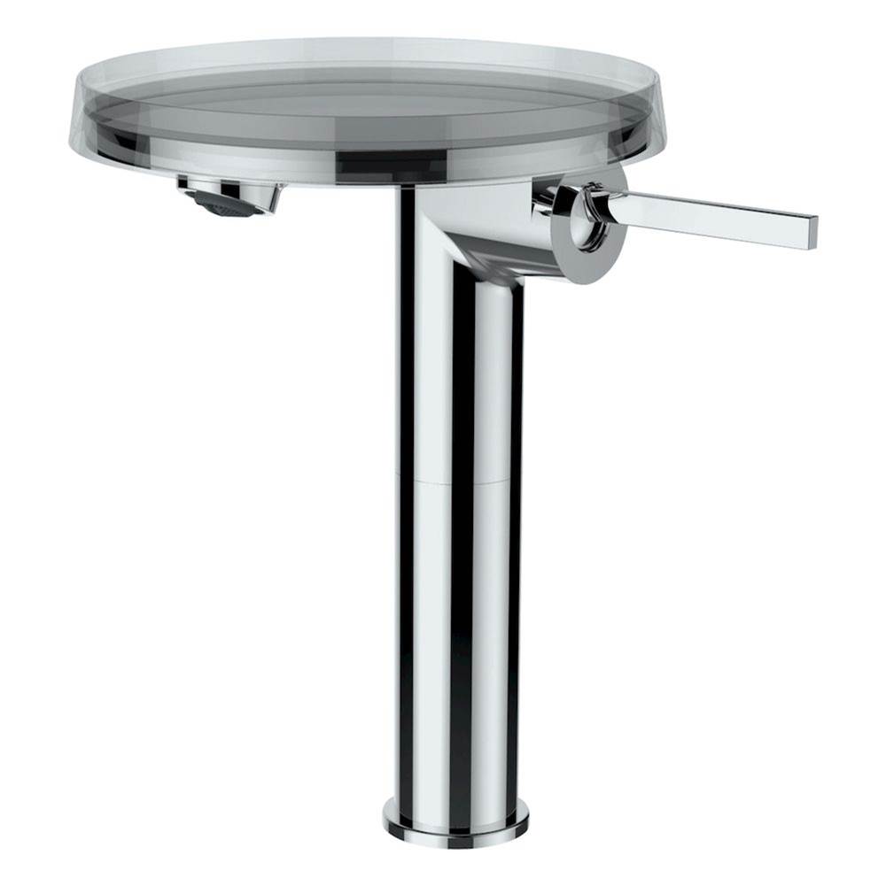 Laufen Column single lever basin mixer ''disc'', projection 4-3/8'', without pop-up waste, with storage tray ''disc'', transparent crystal