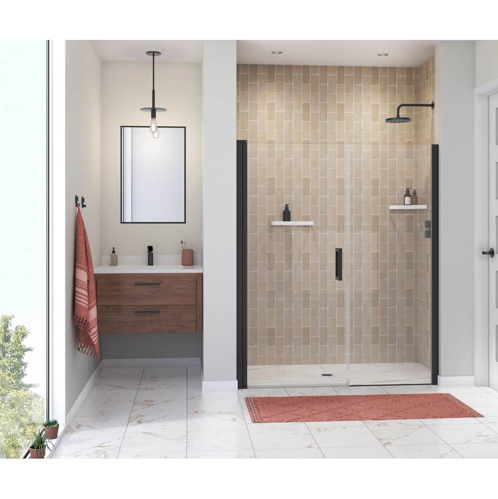 Maax Manhattan 55-57 x 68 in. 6 mm Pivot Shower Door for Alcove Installation with Clear glass & Square Handle in Matte Black