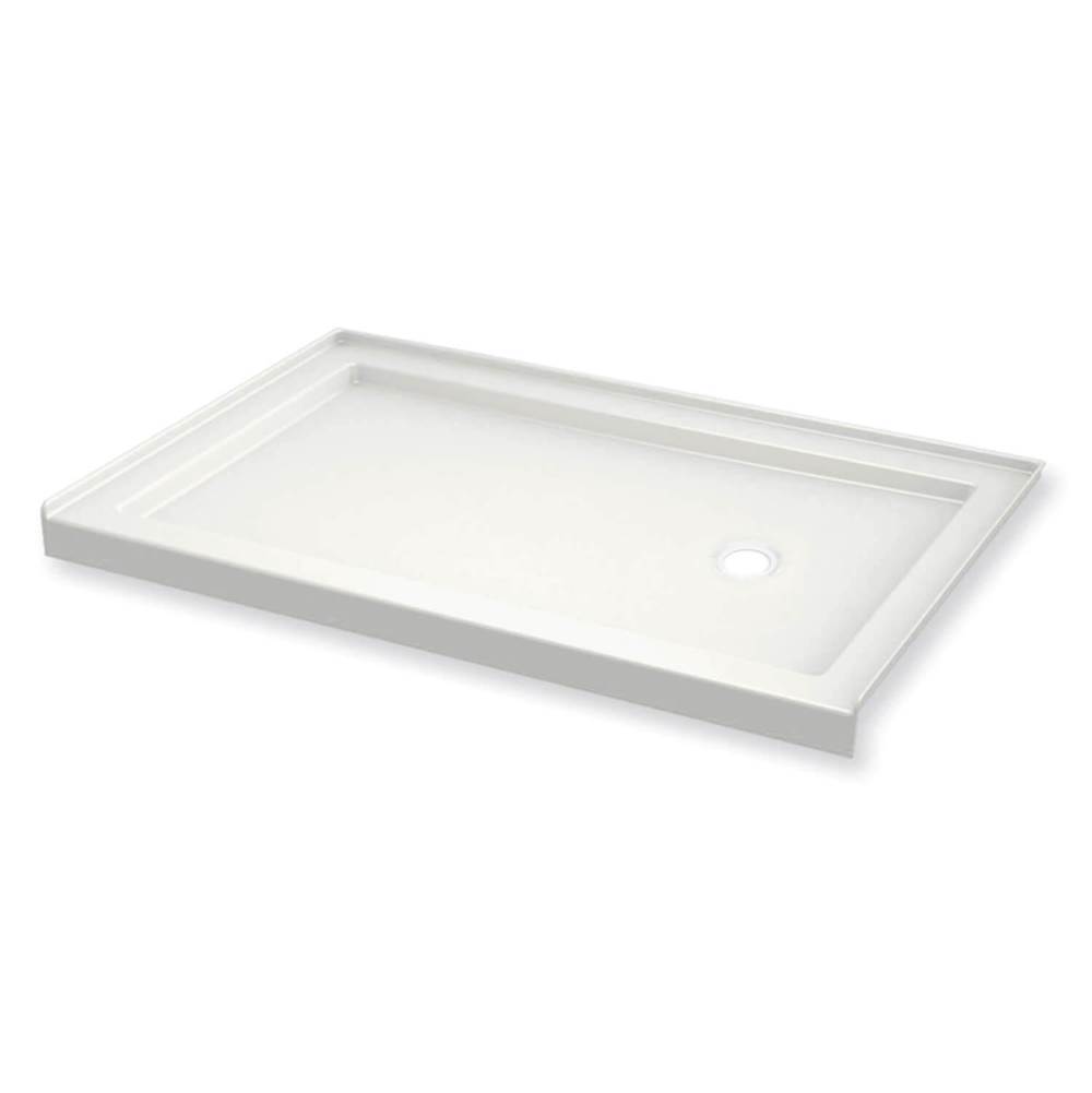 Maax B3Round 6036 Acrylic Alcove Shower Base in White with Right-Hand Drain
