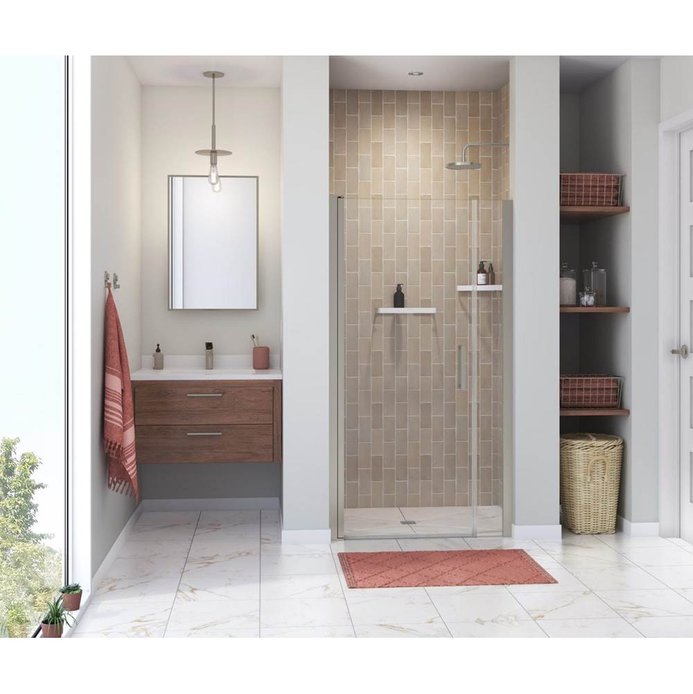 Maax Manhattan 35-37 x 68 in. 6 mm Pivot Shower Door for Alcove Installation with Clear glass & Round Handle in Brushed Nickel