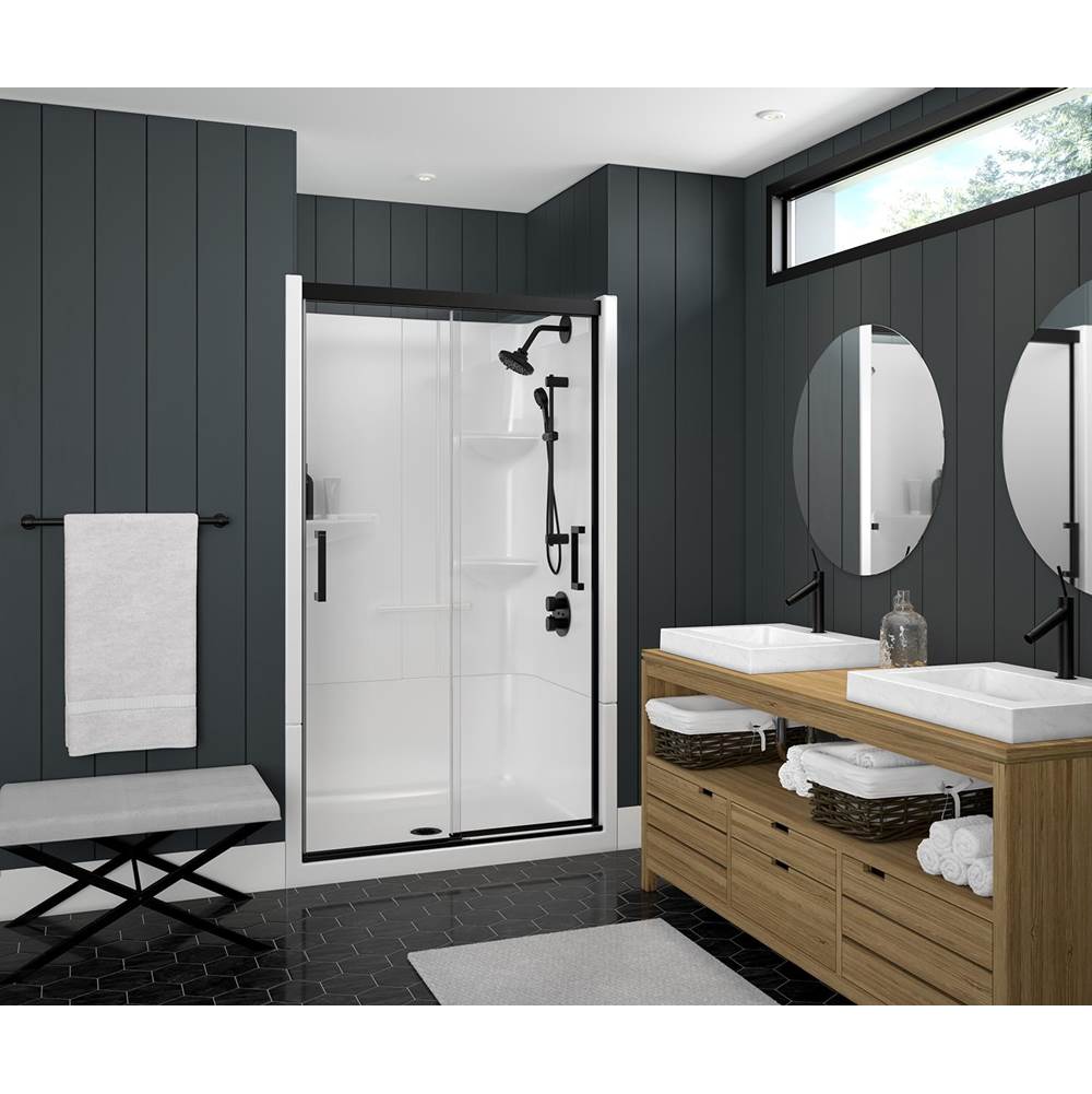 Maax Incognito 74 39-42 x 74 in. 8mm Sliding Shower Door for Alcove Installation with Clear glass in Matte Black
