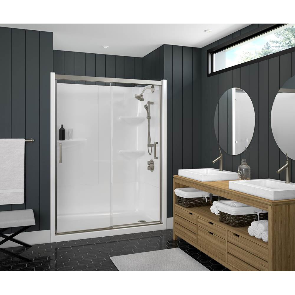 Maax Incognito 74 51-54 x 74 in. 8mm Sliding Shower Door for Alcove Installation with Clear glass in Brushed Nickel