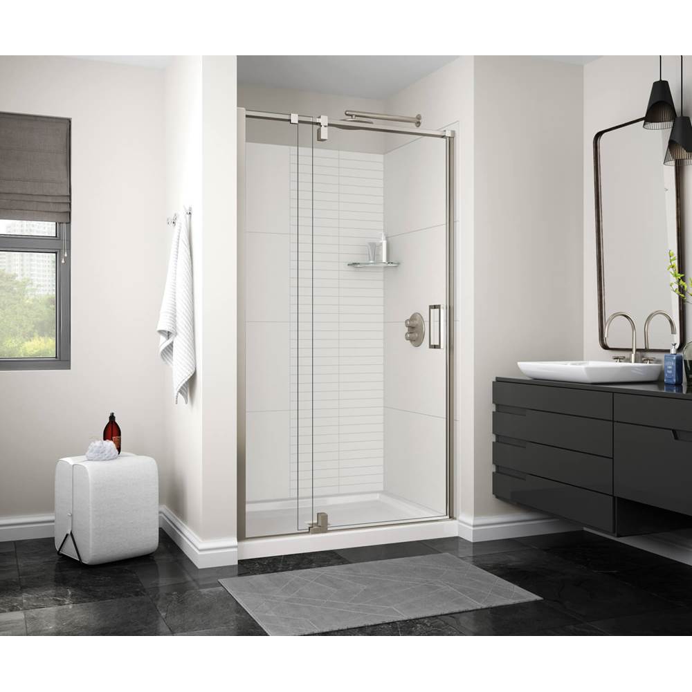 Maax ModulR 48 x 78 in. 8 mm Pivot Shower Door for Alcove Installation with Clear glass in Brushed Nickel