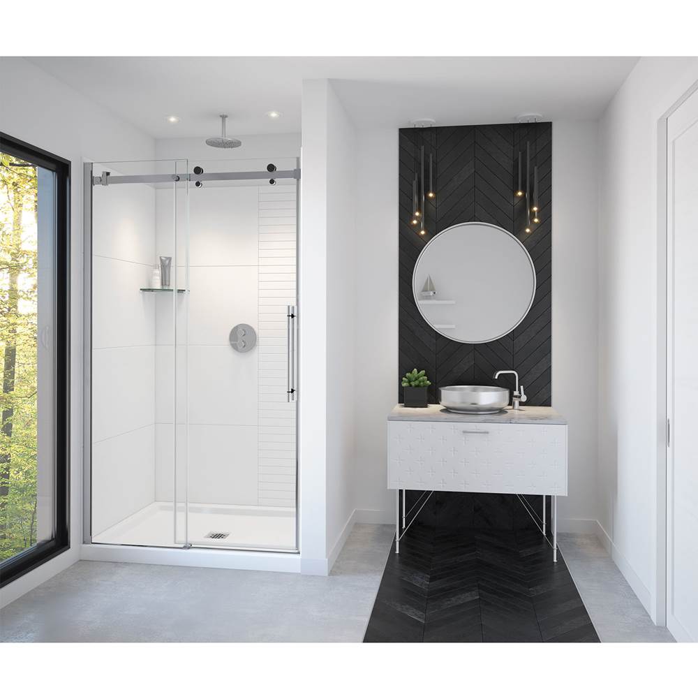 Maax Vela 44 1/2-47 x 78 3/4 in. 8mm Sliding Shower Door for Alcove Installation with Clear glass in Chrome and Matte Black