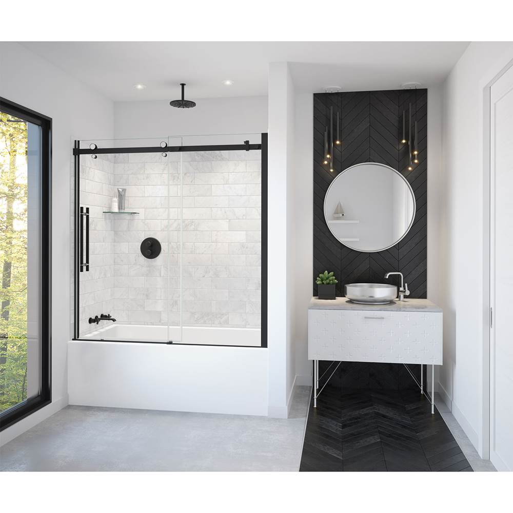 Maax Vela 56 1/2-59 x 59 in. 8 mm Sliding Tub Door for Alcove Installation with Clear glass in Matte Black and Chrome