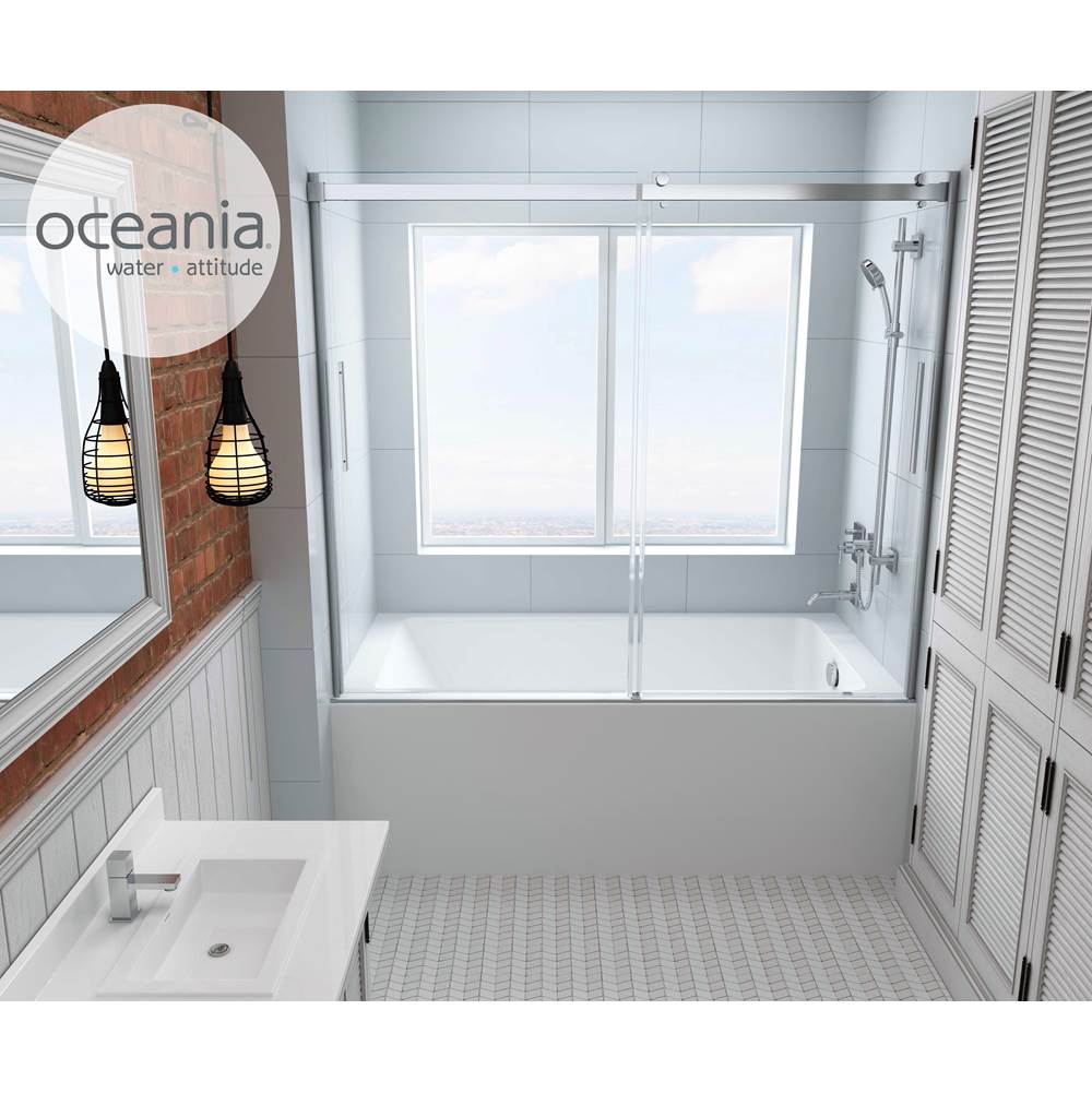 Oceania Baths Hydria 66, Sliding  Bathtub Door, Chrome