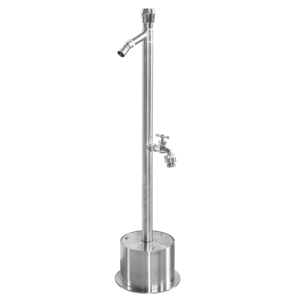Outdoor Shower Free Standing Single Supply ADA Metered Foot Shower, Hose Bibb