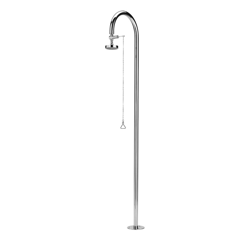 Outdoor Shower ''Origo'' Free Standing Single Supply Pull Chain Shower Unit - 5'' Chrome Shower Head