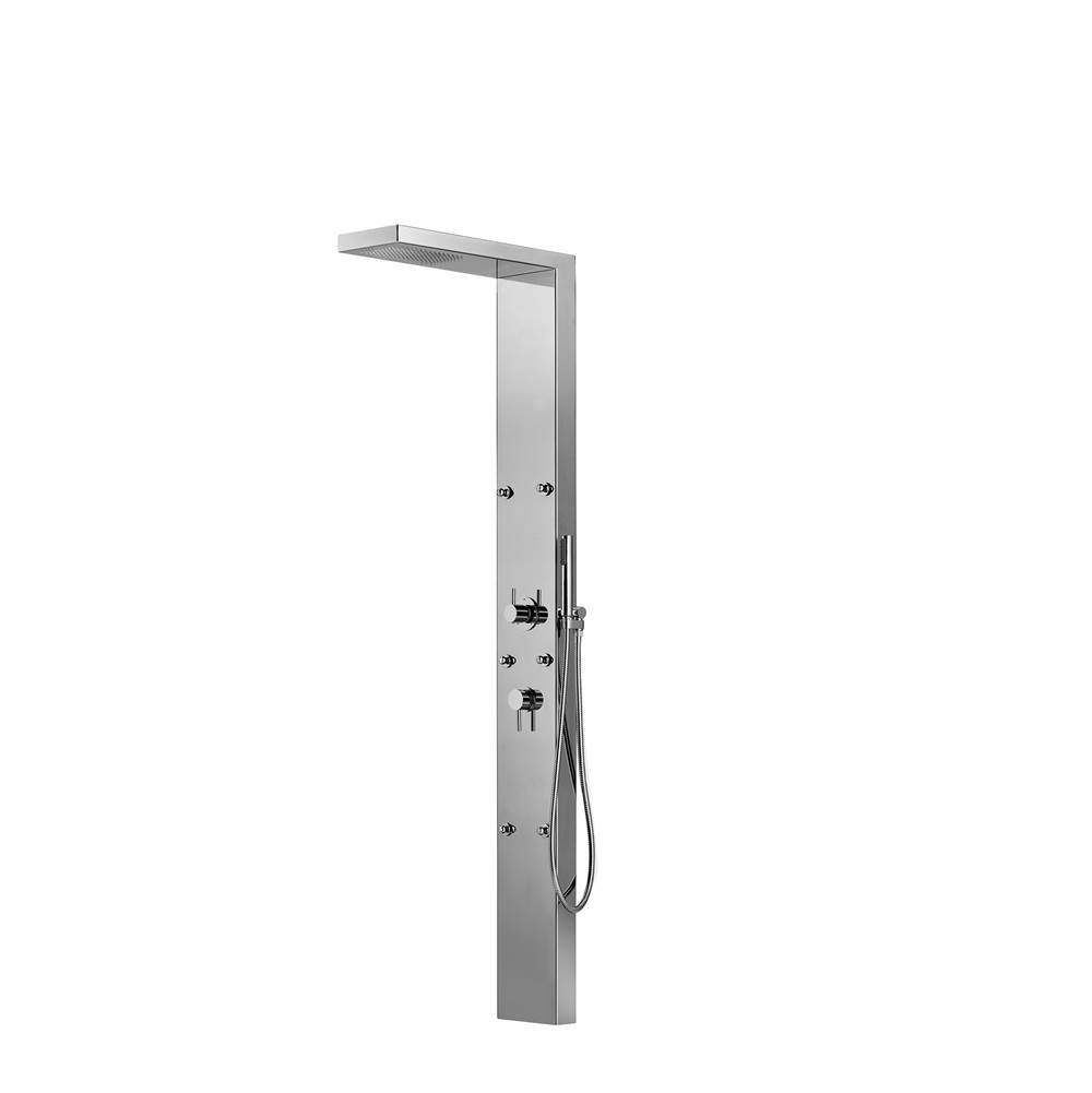 Outdoor Shower ''In & Out'' Wall Mount Hot & Cold Shower Panel - Hand Spray - Body Jets - 5-way Diverter - Concealed Shower Head