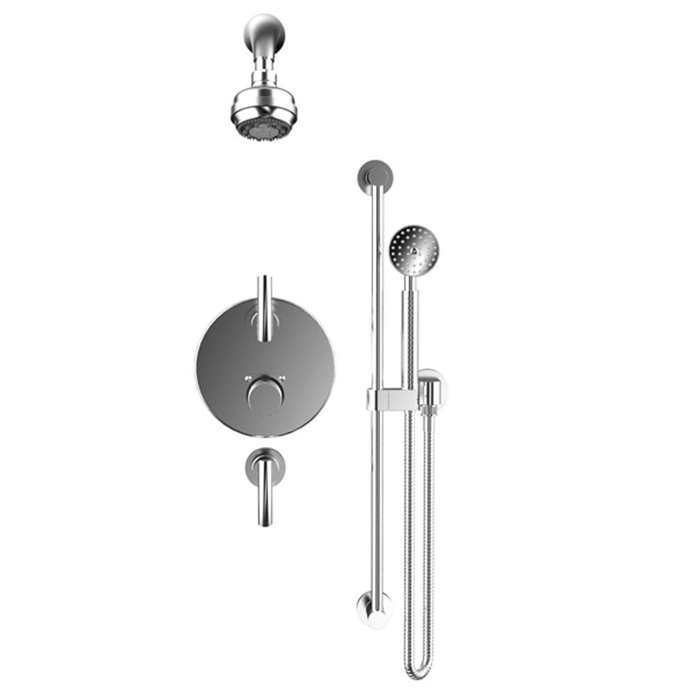 Rubinet Temperature Control Shower With Two Seperate Volume Controls, Lasalle Shower Head, Bar, Integral Supply & Hand Held Shower, 3 Function Wall Mount, Tri