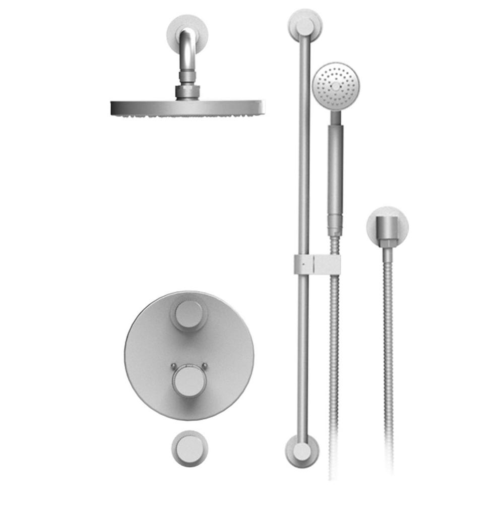 Rubinet Temperature Control Shower With Two Seperate Volume Controls, Lasalle Shower Head, Bar, Integral Supply & Hand Held Shower, 8'' Wall Mount, Trim Only