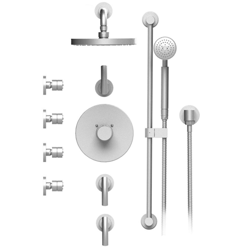 Rubinet Temperature Control Shower With Three Seperate Volume Controls, Lasalle Shower Head, Bar, Integral Supply & Hand Held Shower & Four Body Sprays, 8'' W