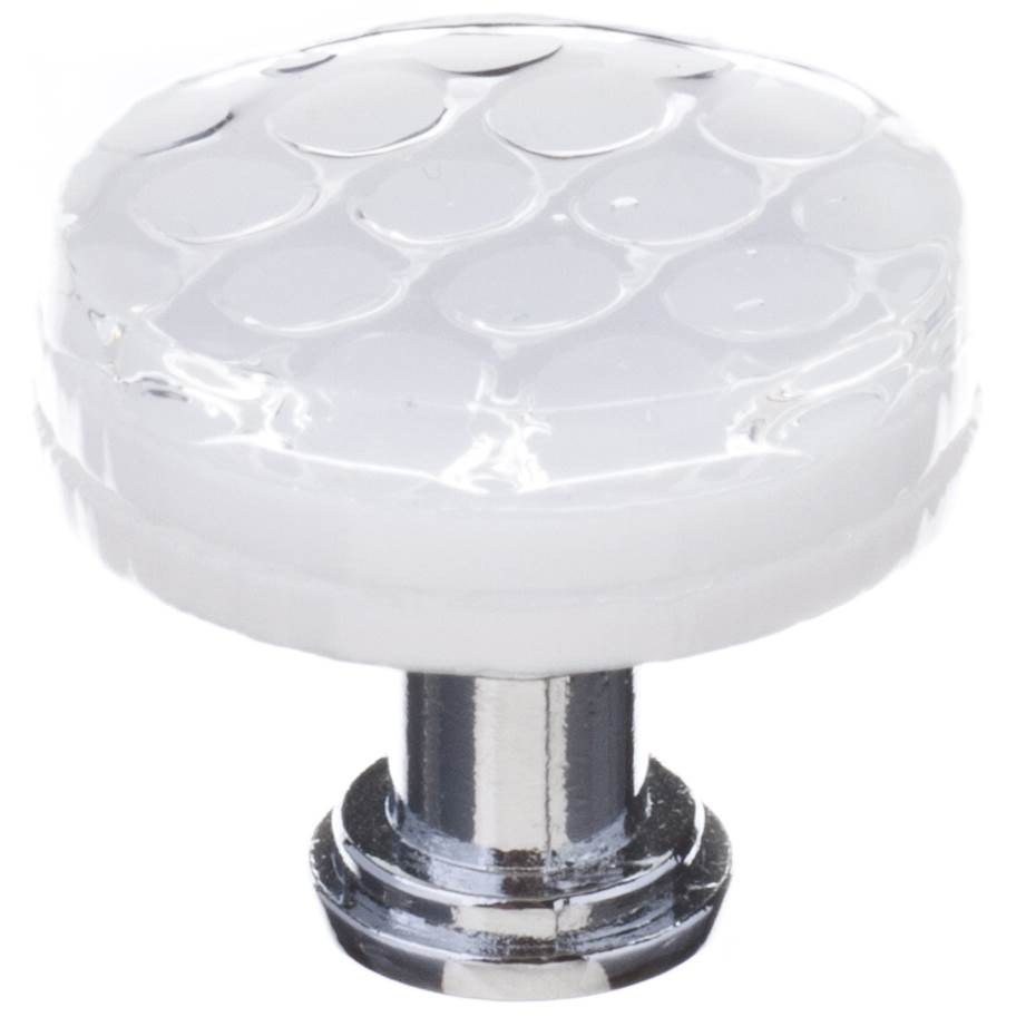 Sietto Honeycomb White Round Knob With Polished Chrome Base
