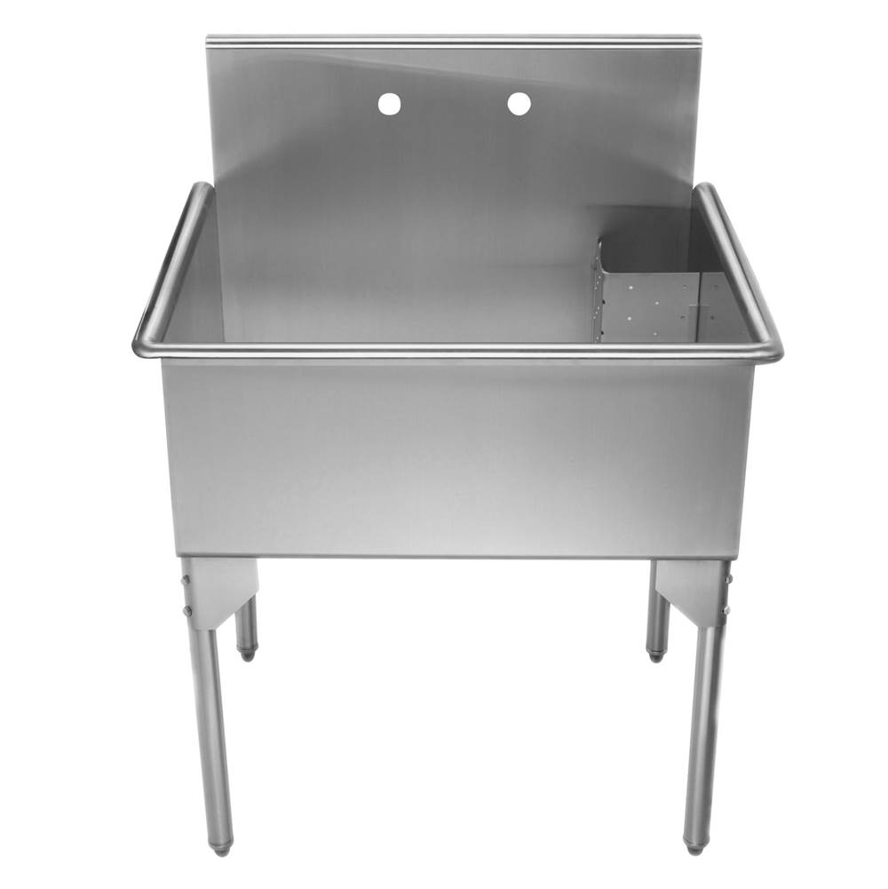 Whitehaus Collection Pearlhaus Brushed Stainless Steel  Single Bowl Commerical Freestanding Utility Sink