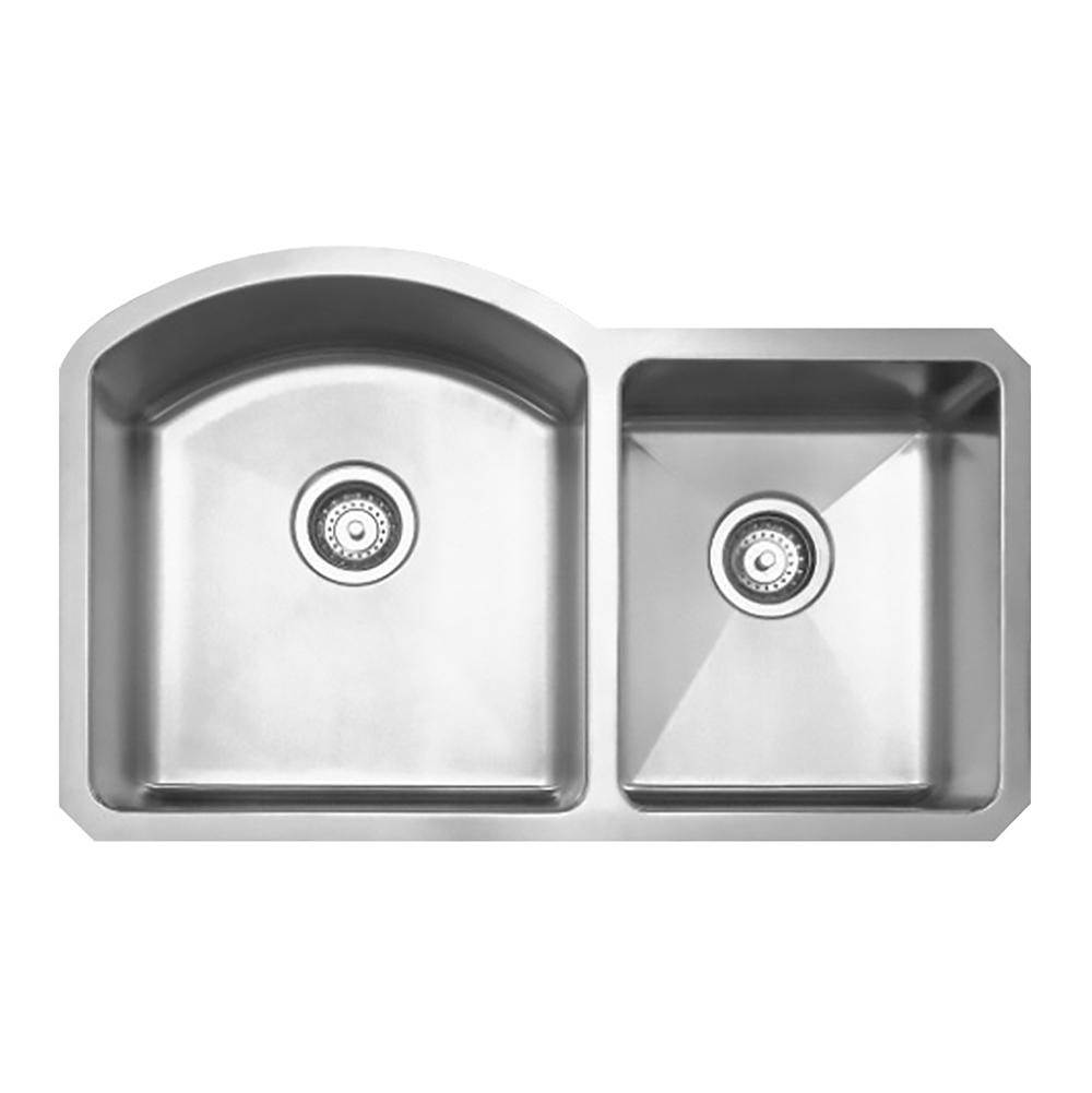 Whitehaus Collection Noah's Collection Brushed Stainless Steel Chefhaus Series Double Bowl Undermount Sink