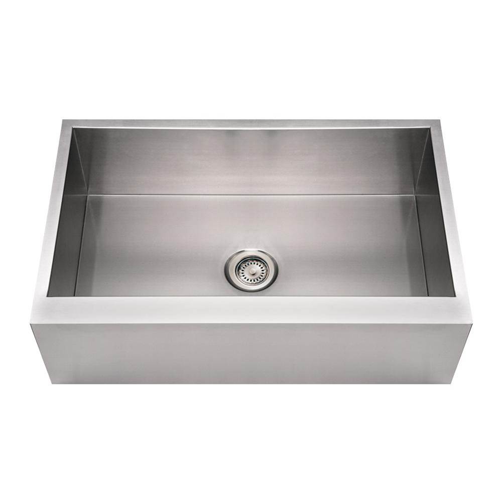 Whitehaus Collection Noah's Collection Brushed Stainless Steel Commercial Single Bowl Front Apron Sink