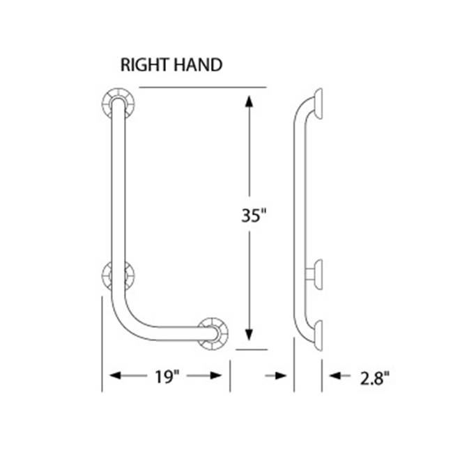 Watermark 90 Degree Right Hand Angle- Loft Grab Bar