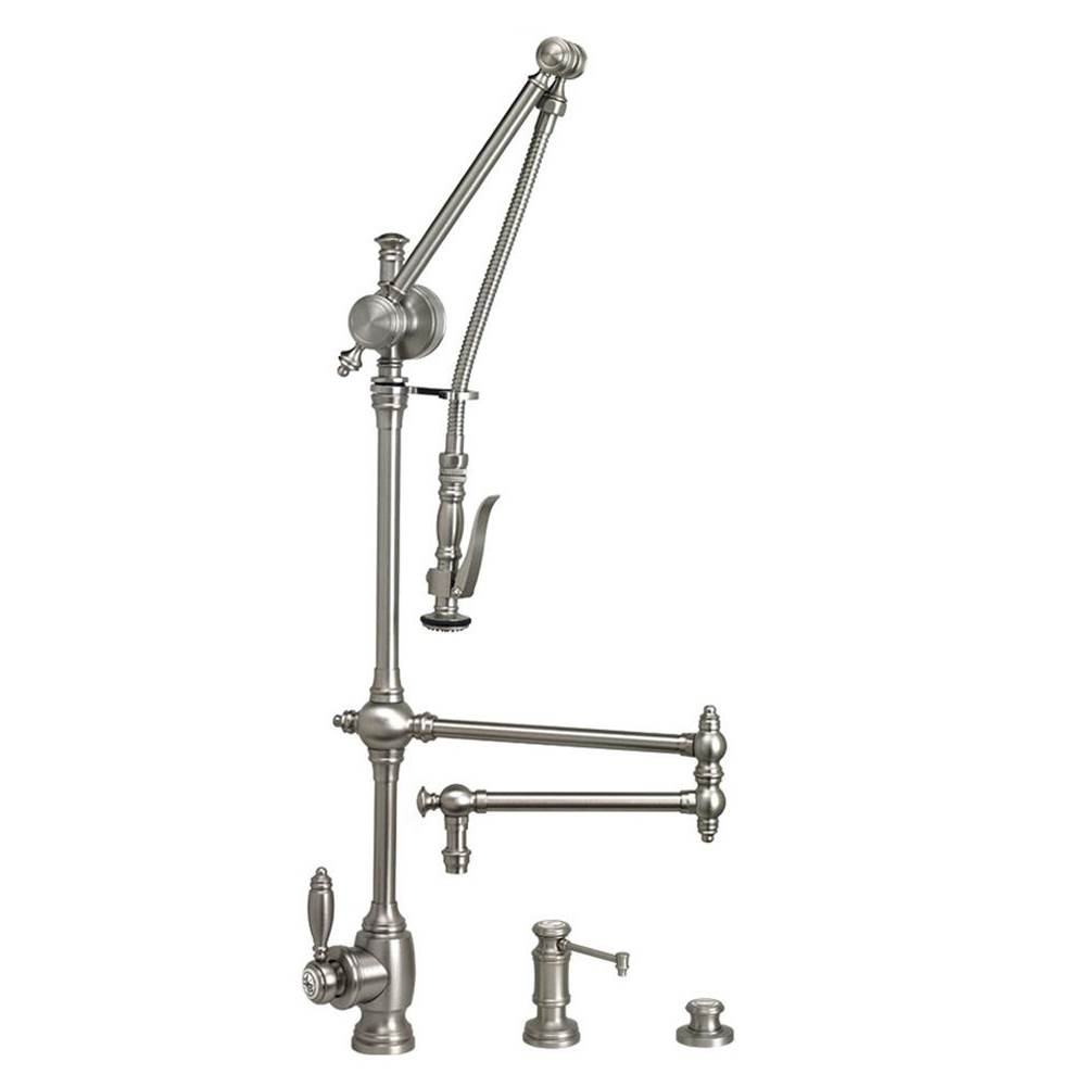 Waterstone Waterstone Traditional Gantry Pulldown Faucet - 18'' Articulated Spout - 3pc. Suite