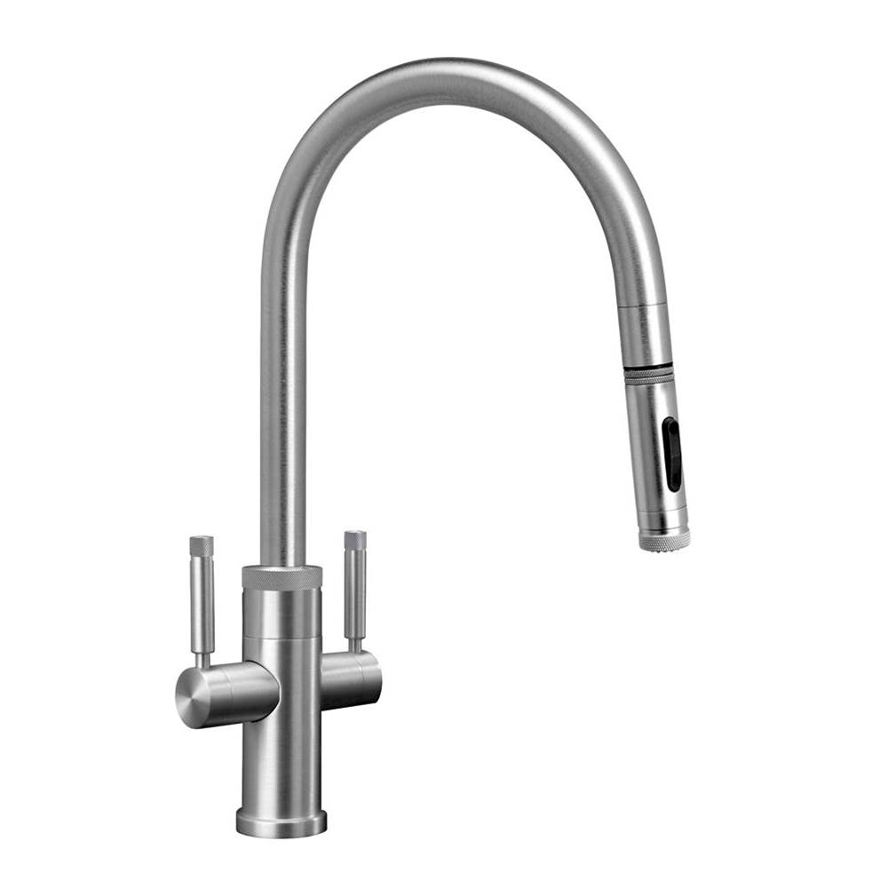 Waterstone Industrial 2 Handle Pull-Down Kitchen Faucet, Angled Spout, Toggle Sprayer