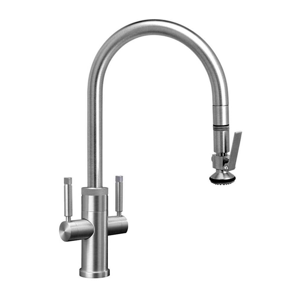 Waterstone Industrial 2 Handle Pull-Down Kitchen Faucet, Lever Spray, Lever Handle